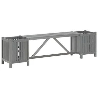 Image de Banc de jardin avec 2 jardinières 150 cm bois d'acacia gris