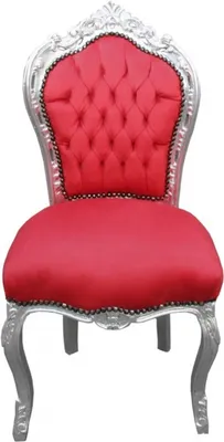 Produktbild von Casa Padrino Barock Esszimmer Stuhl Rot/Silber ohne Armlehnen