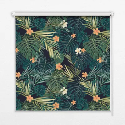 Produktbild von Seitenzug-Rollo Fensterrollo Jalousie - Lichtdurchlässig Springrollos - 70x140 cm - Tropische Blätter und Blumen