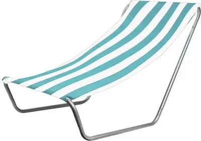 Zdjęcie produktu dla FEBE Leżak plażowy ogrodowy niebieski/beżowy w paski lekki składany z torbą do przenoszenia