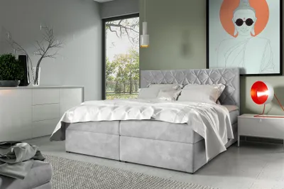 Produktbild von Boxspringbett Schlafzimmerbett 200x220cm LAZARO Nr.7 Hellgrau inkl. Bettkasten
