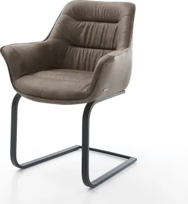 Produktbild von DELIFE Freischwinger Kaira-Flex Mikrofaser Taupe Vintage Freischwinger flach Schwarz
