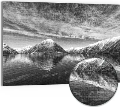 Produktbild von DEQORI Hybrid Leinwand Bild 90x60 cm 'Reflexionsstille' Wandbild Glas flach modern