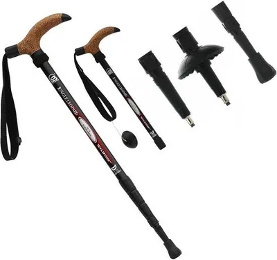 Imagen del producto de Bastones de trekking de aluminio: bastones de senderismo ajustables e plegables con sistema antiimpactos