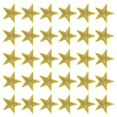 30 goldene Stern-Aufbügelpatches, 3 cm, gestickt