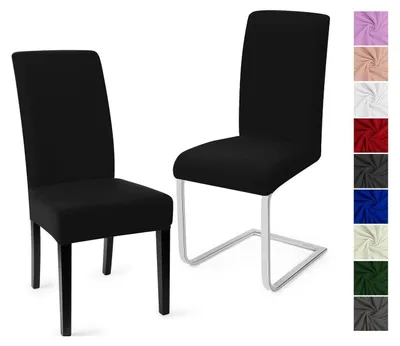 Produktbild von Stuhlhussen 2er Set Stretch Universal Waschbar Polyester/Elasthan Schwarz