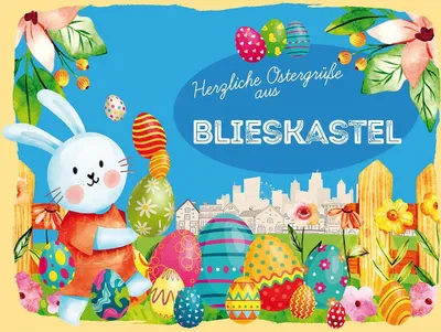 Produktbild von vianmo Holzschild 30x40 cm Ostern Ostergrüße BLIESKASTEL