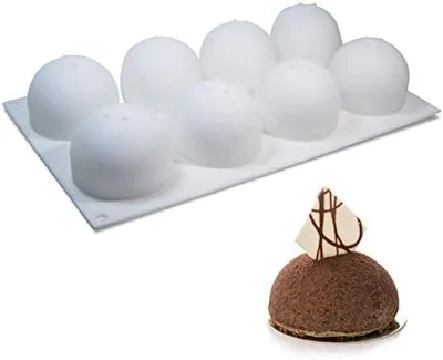 Produktbild von Silikonform Kugel 8 Hohlräume, Silikon Backform Kugel, Halbkugel Schokoladenform für Schokolade, Gelee, Pudding, Moussee, BPA-Frei