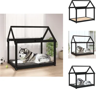 Obrázok produktu pre vidaXL Pelech pre psa čierny 111x80x100 cm z masívneho borovicového dreva - Pelechy pre psov