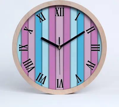 Produktbild von Holzuhr 25fi cm wanduhr - schwarze Spitzen - bunte Streifen