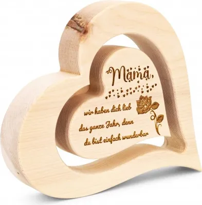 Produktbild von Zirbenherz 20cm Mama wir haben dich lieb