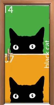Produktbild von Türposter 90x200 cm Türaufkleber Türtapete Türfolie Klebefolie Moderne schwarze Katze Pop Kunst
