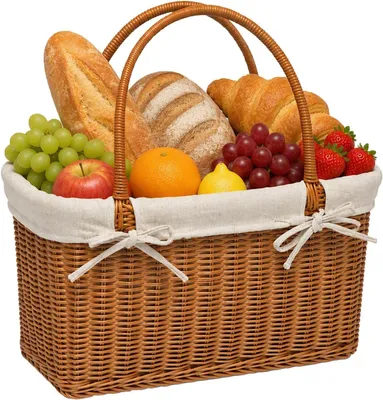 Imagen del producto de Cesta de plástico con forro interior, de 33 x 16 x 19 cm, ideal para verduras y frutas