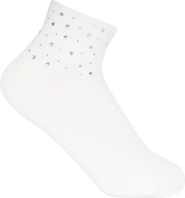 Produktbild von styleBREAKER Damen Socken mit Strass Applikation am Bund, Größe 35-41 EU / 5-9 US / 4-7 UK, Söckchen Glitzersteine 08030014