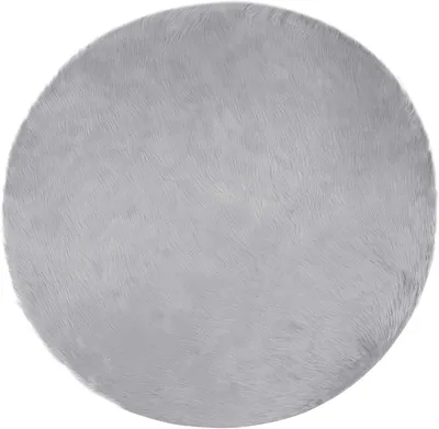Produktbild von Runder Kunstschaffell-Teppich Ø 160 cm – flauschiger Webteppich aus Lammfell-Imitat für Wohnzimmer und Schlafzimmer, grauer Hochflor-Teppich mit 890 g/m²