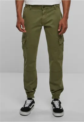 Image de Urban Classics - Pantalon en sergé cargo lavé oliv - W34