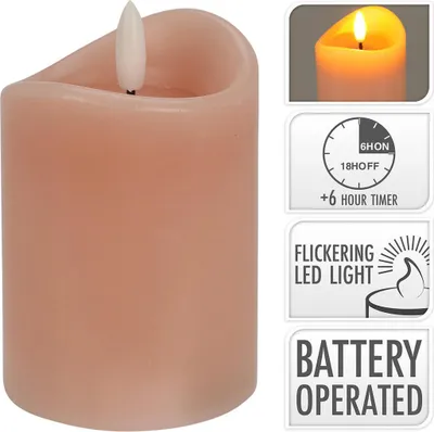 Obrázok produktu pre LED sviečka 7x10cm, blikajúci plameň, časovač, Ružová
