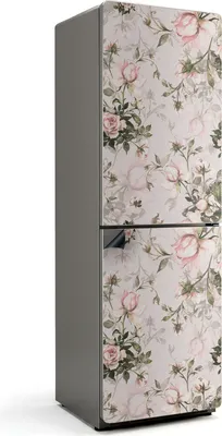 Zdjęcie produktu dla Kwiatowy wzór z różami - Magnetyczna osłona na lodówkę - Folia dekoracyjna magnetyczna do kuchni - Dekoracja magnetyczna na lodówkę - Samoprzylepna tablica magnetyczna - Folia magnetyczna na drzwi lodówki - 60x190 cm