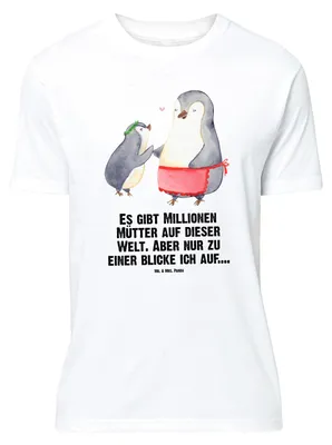 Produktbild von Mr. & Mrs. Panda Größe M T-Shirt Pinguin mit Kind - Weiß - Geschenk, Spruch, Muttertag, Mutti, Shirt, Familie, Geburststag, Vorbild Mama, Herren, Tshirt