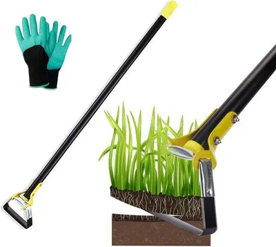 Image de Unyqoos® : Bêche de jardin ergonomique avec manche réglable (76/114/152 cm), lame creuse, acier inoxydable épais, diamètre 3,3 cm – Idéale pour désherber et creuser