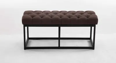 Produktbild von TPFLiving Sitzbank Amor Stoff - Gestell matt schwarz - 100 braun