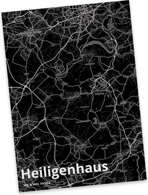 Produktbild von Mr. & Mrs. Panda Grußkarte Heiligenhaus - Geschenk, Postkarte, Ansichtskarte, Postkarten, Kunstkarten, Stadt, Ansichtskarten, Dorf Karte Landkarte Map Stadtplan