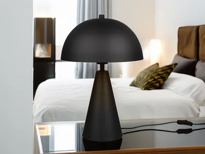 Produktbild von Große LED Nachttischlampe Schwarz, Pilzlampe dimmbar für Schlafzimmer Wohnzimmer