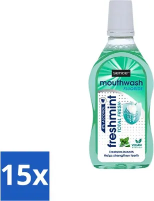 Produktbild von Sence - Fresh Freshmint - Mundwasser - Frisch & Minzig - 500 ml - Vorteilspack - 15 Stücke