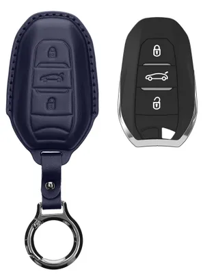 Produktbild von kwmobile Schlüsselhülle für Peugeot Citroen 3-Tasten Smartkey Autoschlüssel (nur Keyless Go) Hülle Leder - Autoschlüssel Schlüssel Hülle -