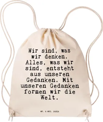 Produktbild von Mr. & Mrs. Panda Turnbeutel Wir sind, was wir... - Transparent - Geschenk, festival tasche, Spruch Sprüche Weisheiten Zitate Lustig Weisheit Worte, Baumwolltasche, Zitat