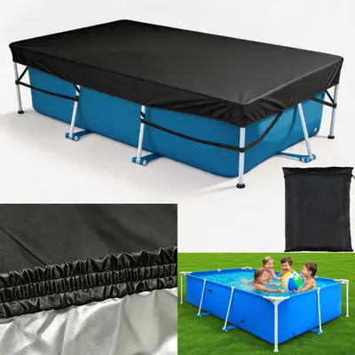Zdjęcie produktu dla Pokrywa do basenu, prostokątna - 220 x 150 cm - czarna - wodoodporna
