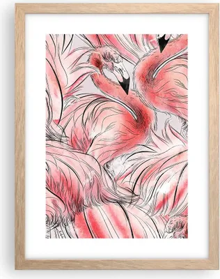 Produktbild von Gerahmtes Poster - Rahmen in heller Eiche - Flamingo Pink Exotik - 30x40 cm - Wand Bild - Wanddeko - Wandbilder - Kunstposter - Wandposter - Bilderrahmen - Bilder - Kunstdruck - P2NPA30x40-5070