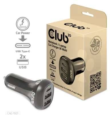 Produktbild von CLUB3D CAC-1921, Auto, Zigarettenanzünder, 24 V, Schwarz