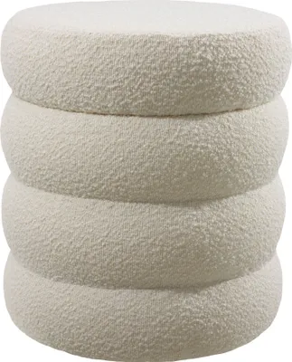 Produktbild von Tectake Sitzhocker Altu mit Stauraum, creme-weiß Bouclé-Stoff, B: 42 cm T: 42 cm H: 47 cm, Scandi-Style, weich & pflegeleicht, für Wohnzimmer, kein Aufbau, bis 120 kg