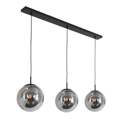 Produktbild von Steinhauer Pendelleuchte Bollique 3-flammig Schwarz/Rauchglaskugeln 120x25cm