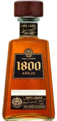 Obrázok produktu pre 1800 Tequila Añejo 38 % obj. (1 x 0,7 l) – Prémiová tequila z Mexika – Vyrobená zo 100 % modrej agávy Weber – Zrelej v sudoch z americkej a francúzskej dubovej dreviny | 700 ml (balenie 1 ks)