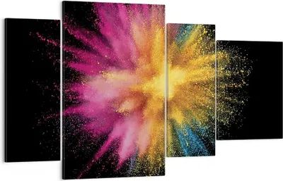 Produktbild von Bild auf Leinwand - Leinwandbild - 4 Teile - Bunt Staub Explosion - 120x70cm - Wand Bild - Wanddeko - Wandbilder - Leinwanddruck - Bilder - Wanddekoration - Leinwand bilder - Wandbild - DL120x70-4529