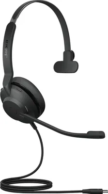 A black Jabra Evolve2 30 USB-C, UC Mono headset is shown against a white background.