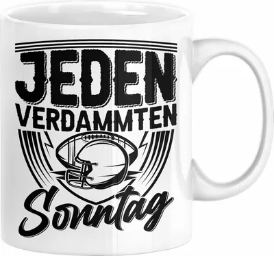 Produktbild von American Football Tasse Geschenk Jeden verdammten Sonntag American Football-Spieler Geschenkidee Kaffee-Becher (Weiß)