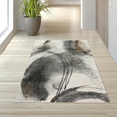Produktbild von Modern abstrakter Teppich in creme-grau Größe - 80 x 150 cm