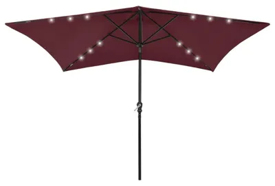 Obrázek produktu pro vidaXL Slunečník s LED diodami a ocelovým stožárem Bordeaux Red 2x3 m