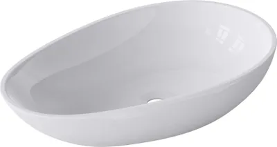Immagine prodotto di doporro Lavabo da Appoggio, Lavandino Bagno 59.8x36x14cm, Lavabo Ovale da Minerale Fuso Colossum809, Bianco Lucido