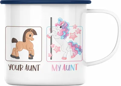 Produktbild von Trendation - Your Aunt My Aunt Emaille Tasse Geschenk Beste Tante Der Welt Lustiger Spruch (Blau)