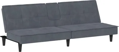 Produktbild von vidaXL Schlafsofa mit Getränkehaltern Dunkelgrau Samt