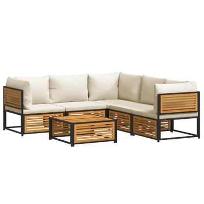 Image de vidaXL Ensemble de 6 canapés de jardin avec coussins en bois massif d'acacia