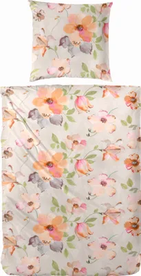 Produktbild von Westminster Satin Bettwäsche 155x220 Blüten Blumen orange puder beige 242003-72