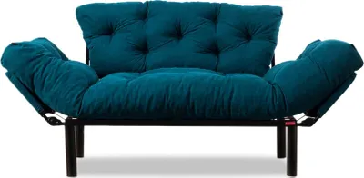 Image de Hanah Home, Nitta - Petrol Blue, canapés-lits, canapé-lit 2 places, bleu pétrole, microfibre, 155 x 85 x 70 x cm