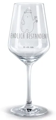 Produktbild von Mr. & Mrs. Panda Weinglas Bär Prüfung - Transparent - Geschenk, Zeugnis, Abschlusszeugnis, glas für rotwein, Abitur, Kelch, Teddy, Abschluss, Prüfungen, Bestanden