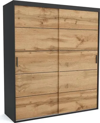 Obrázok produktu pre FURNLUX Šatníková skriňa mat A hnedá a čierna 140 cm / Hlavná farba: hnedá / Rozmery: 140 x 60 x 205 cm