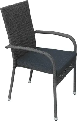 A single gray armchair with a dark gray cushion, shown against a white background.